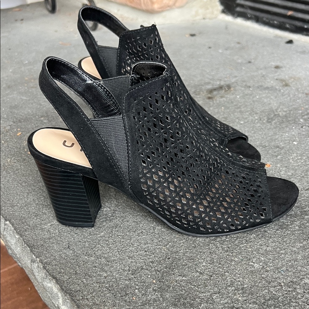 Unisa Black Peep-Toe Slingback Heels size 7 unploxa block heel - Picture 2 of 10